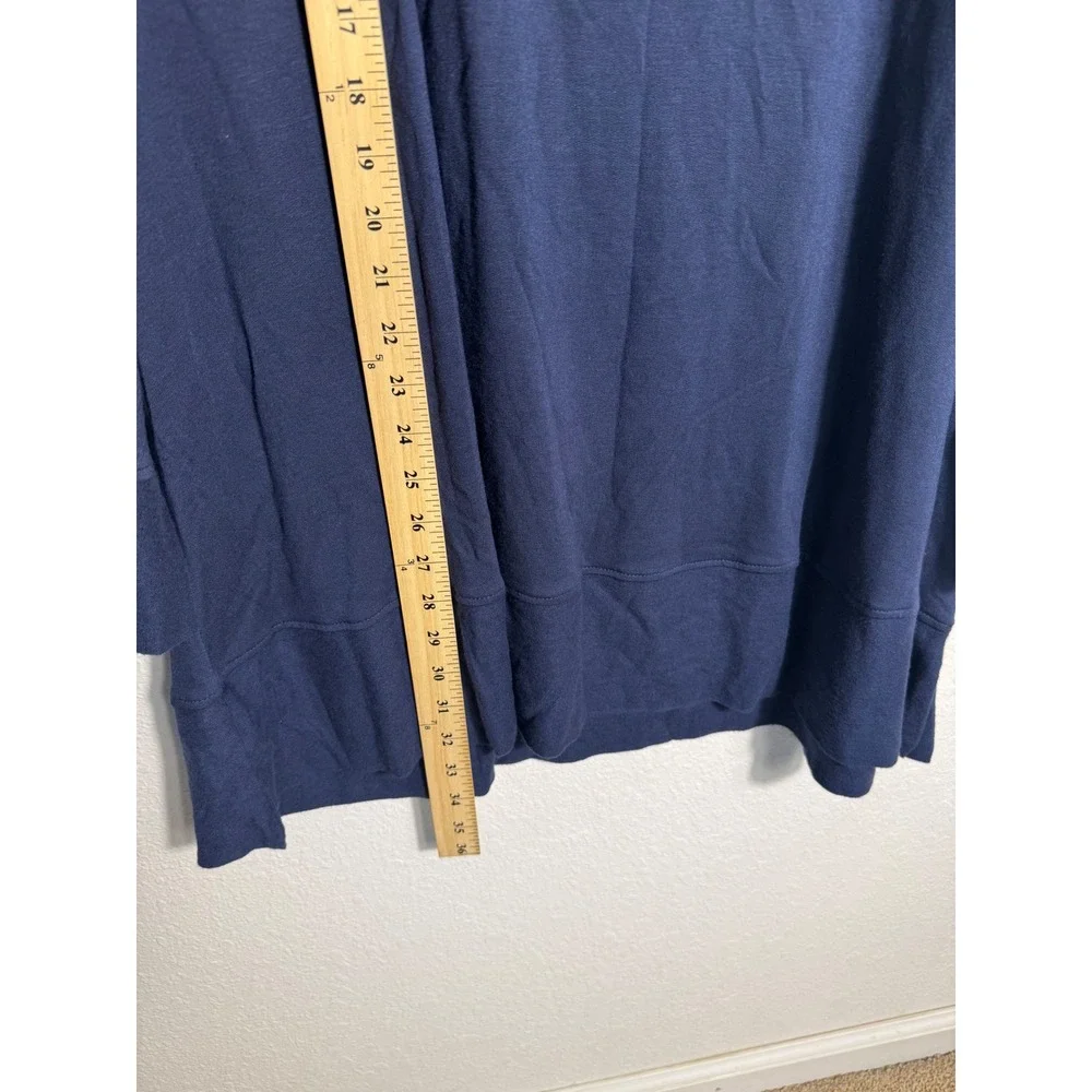 NWT Molly & Isadora Navy Blue Zipper Shoulder Long Sleeve Tunic Top Plus Size 3X